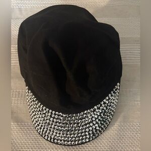 Black Cap with Silver Rhinestones
